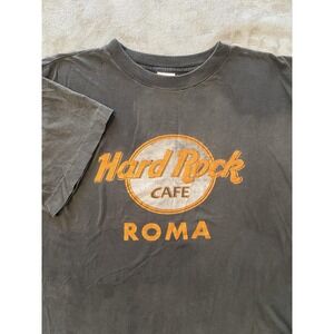 Vintage‎ Hard Rock Cafe Roma Shirt Sz XL Black Graphic Italy Single Stitch 90s